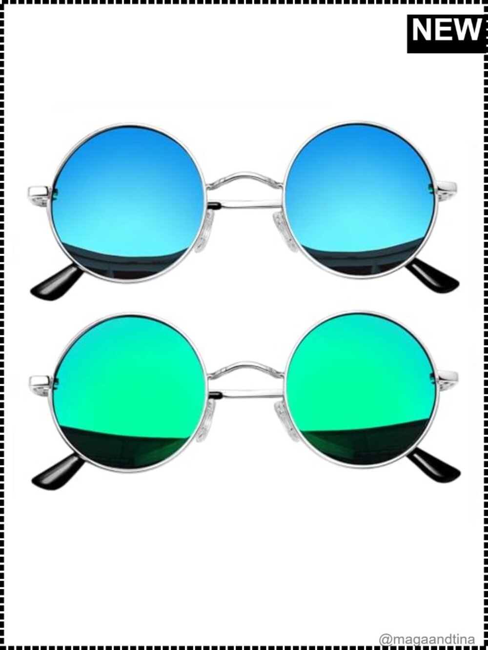 Round Hippie Metal Spring Hinge Polarized Sunglasses UV400 2 Pack